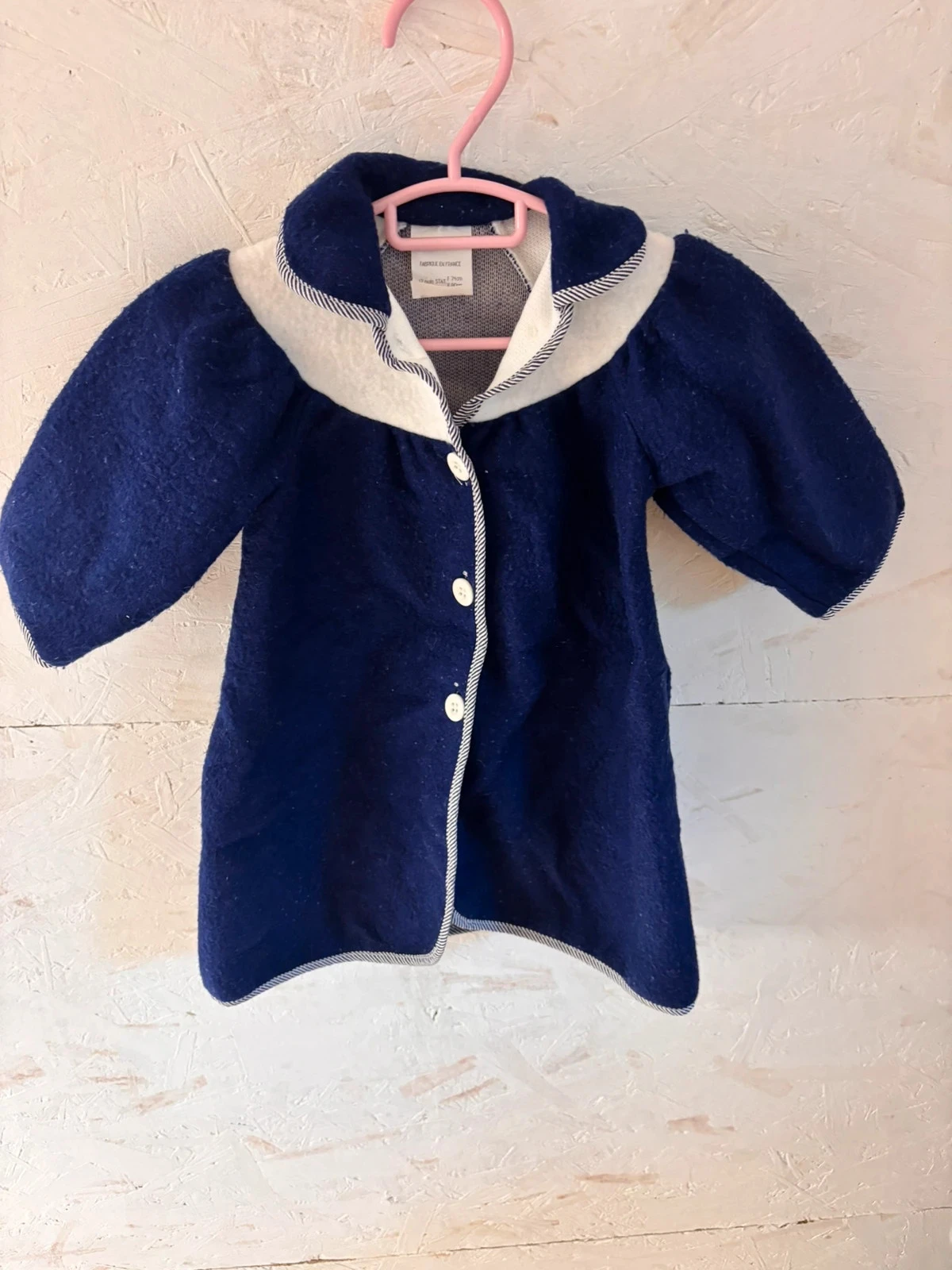 Navy blue & white vintage warm coat / Jacket – 12 months (74 cm) – photo 3